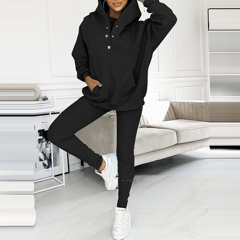 Trendy 3-Piece Lounge Set - Elena-Black-S-State of Style