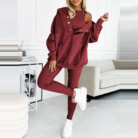 Trendy 3-Piece Lounge Set - Elena-Burgundy-S-State of Style
