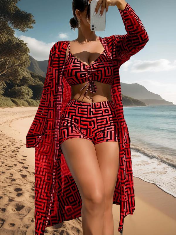 Trendy 3-piece swimsuit set – Leona-Red-S-State of Style