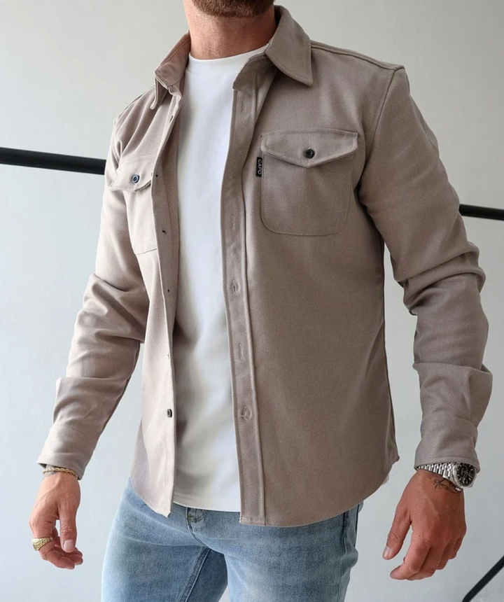 Trendy Autumn Shirt for Men - Rocco-Beige-XS-State of Style