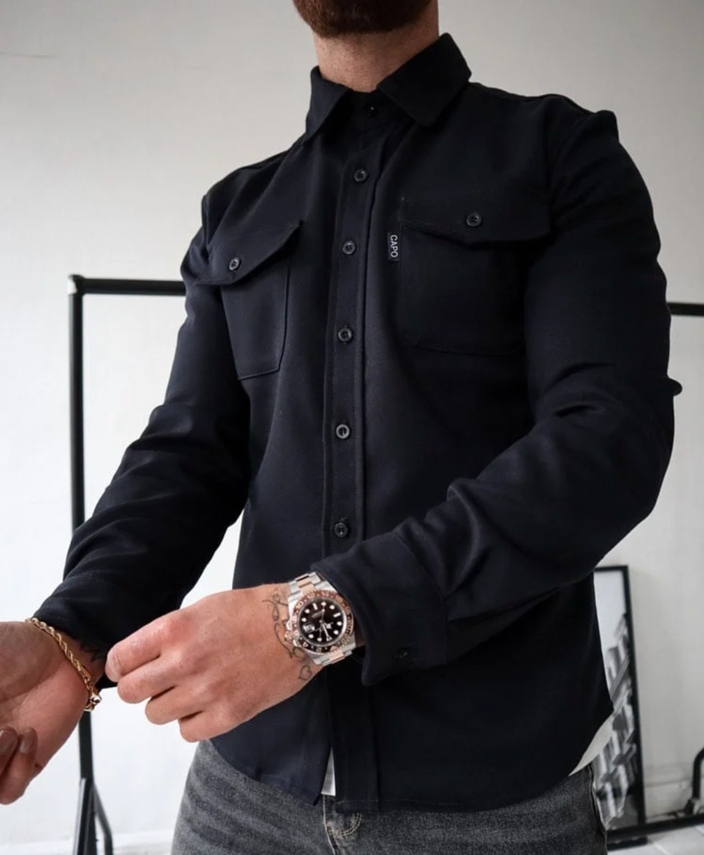 Trendy Autumn Shirt for Men - Rocco-Black-XS-State of Style