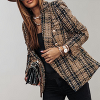 Trendy Checked Blazer for Women - Isabelle-Brown-S-State of Style