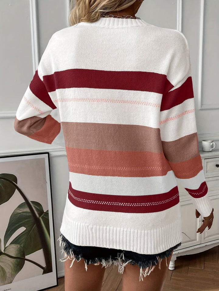 Trendy Colour Block Round Neck Sweater - Felicity-Mixed-S-State of Style