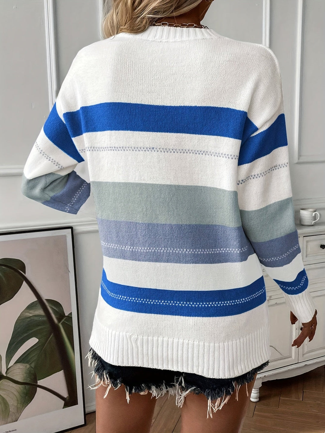 Trendy Colour Block Round Neck Sweater - Felicity-Mixed-S-State of Style