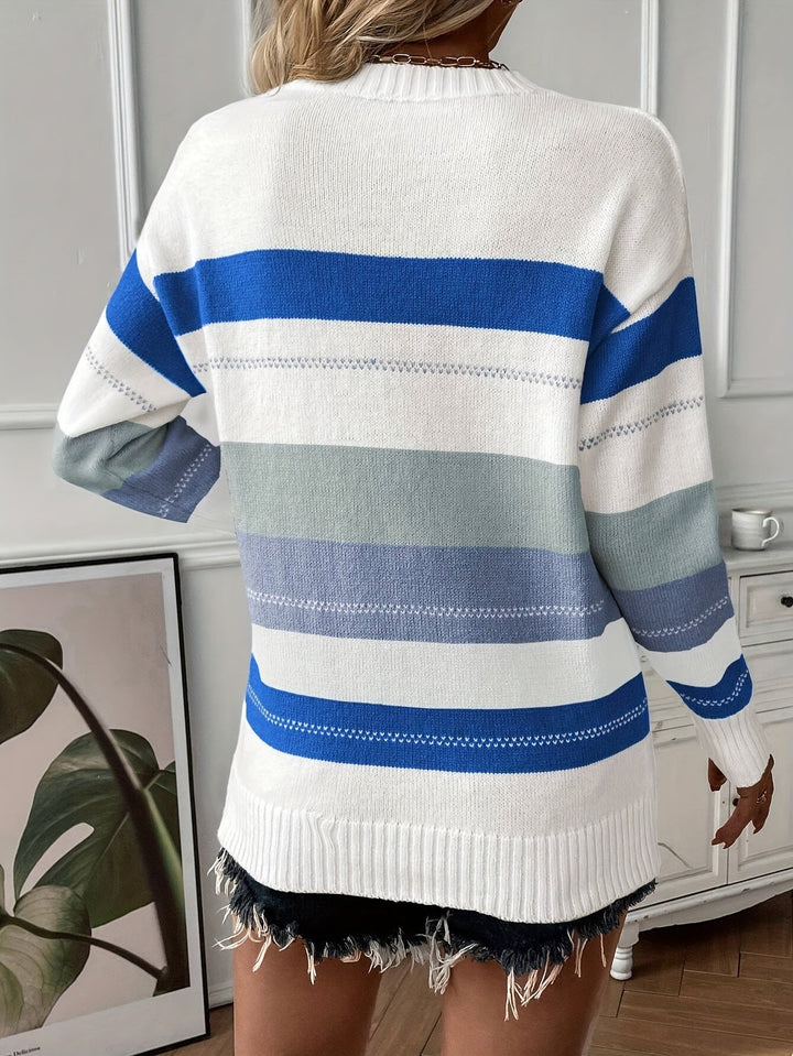 Trendy Colour Block Round Neck Sweater - Felicity-Mixed-S-State of Style