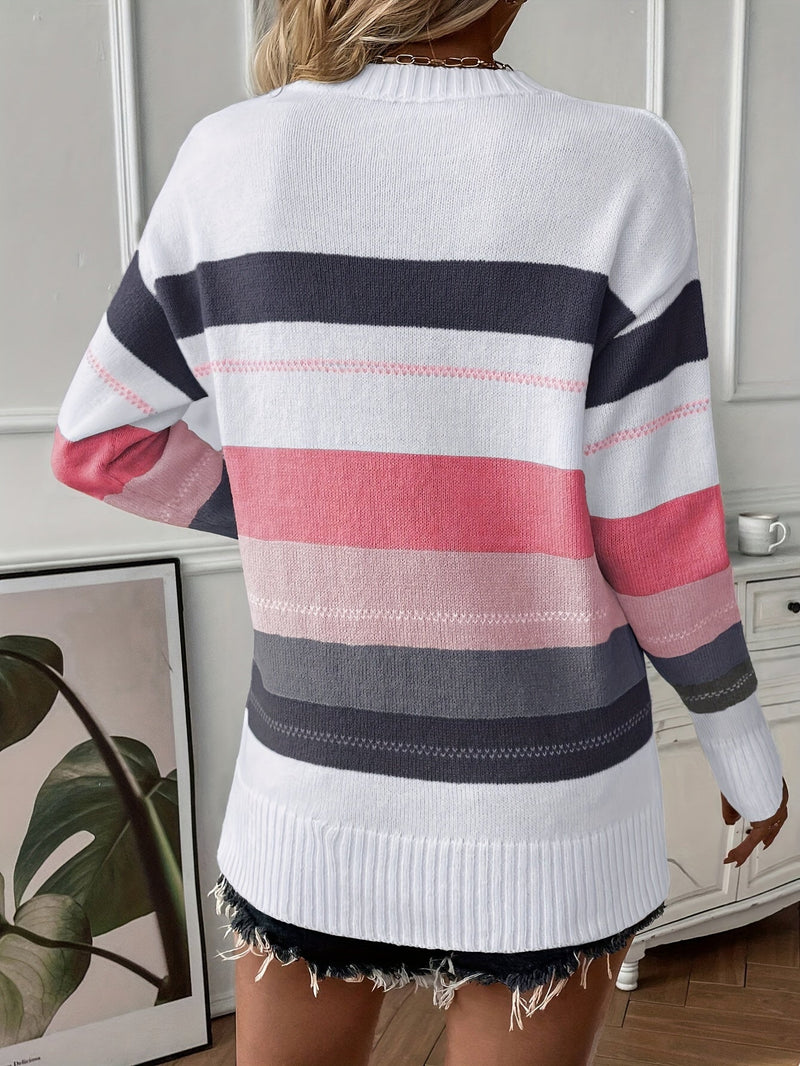 Trendy Colour Block Round Neck Sweater - Felicity-Mixed-S-State of Style