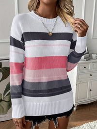 Trendy Colour Block Round Neck Sweater - Felicity-Mixed-S-State of Style