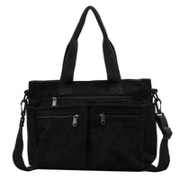 Trendy Corduroy Shoulder Bag - VelvetVogue-Black-State of Style
