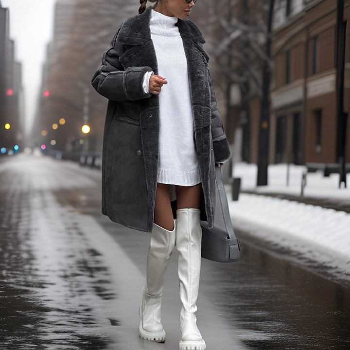 Trendy Faux Shearling Winter Coat - Livia-Apricot-S-State of Style