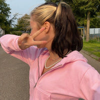 Trendy Fitted Women's Cropped Zip-Up Hoodie with Hood – Alina-Pink-S-State of Style