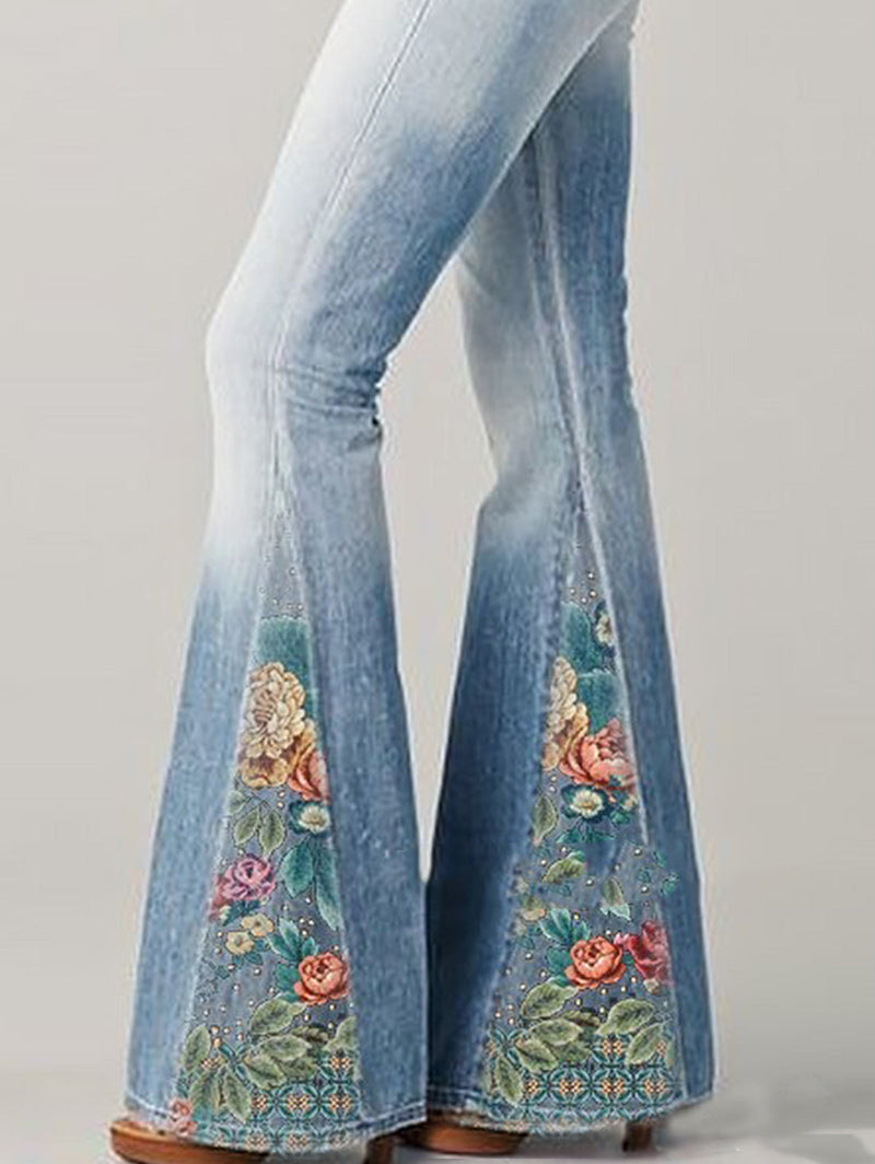 Trendy Flared Women's Jeans - Luna-Blue-S-State of Style