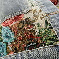 Trendy Floral Denim Jacket for Women - Amaline-Dark Blue-XS-State of Style