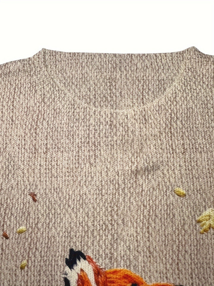 Trendy Fox Print Sweater - Elisanne-S-State of Style