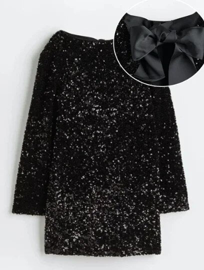 Trendy Glitter Midi Dress - Stella-Black-XS-State of Style