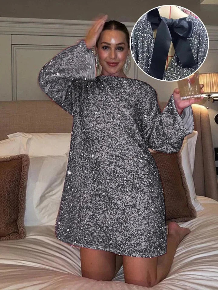 Trendy Glitter Midi Dress - Stella-Grey-XS-State of Style