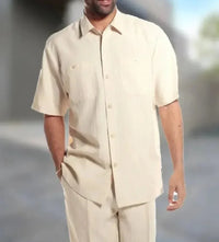 Trendy Harajuku two-piece set with 3D print for men – Kenji-Beige-S-State of Style