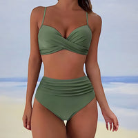 Trendy high-waist bikini with a comfortable fit – Eula-Green-S-State of Style