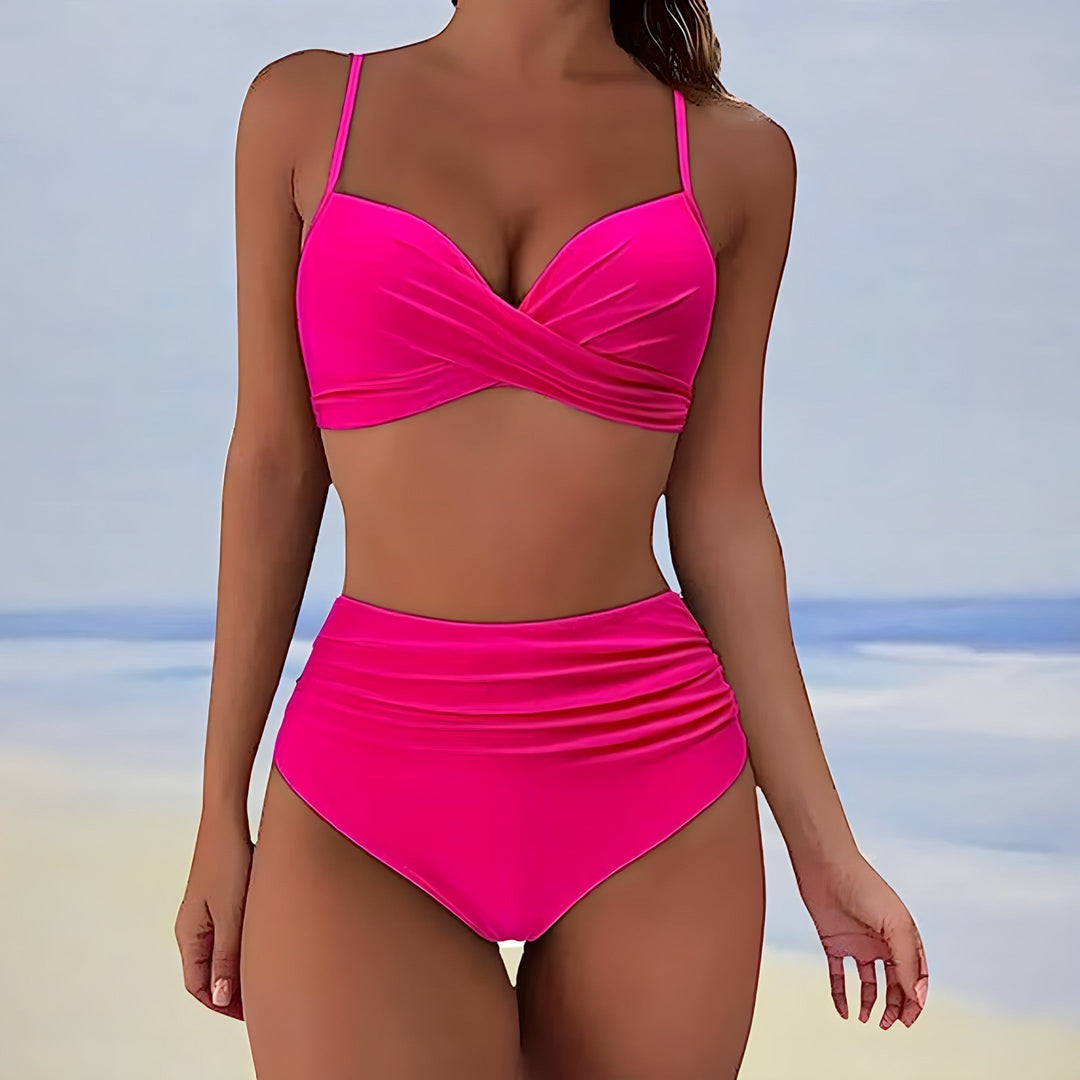 Trendy high-waist bikini with a comfortable fit – Eula-Light pink-S-State of Style