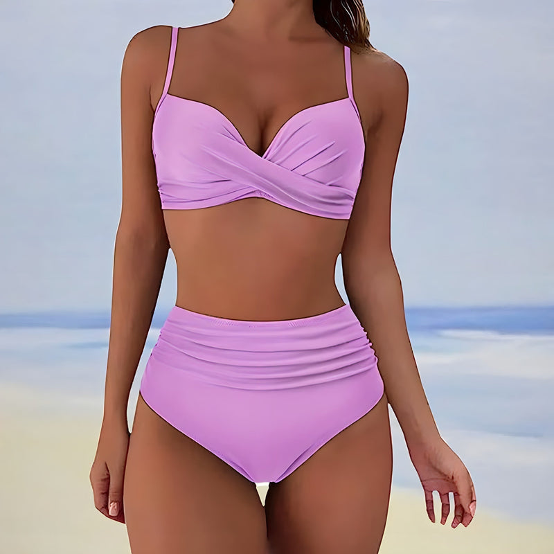 Trendy high-waist bikini with a comfortable fit – Eula-Light violet-S-State of Style