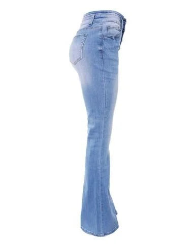 Trendy High-Waisted Denim Jeans - Mila-Blue-S-State of Style