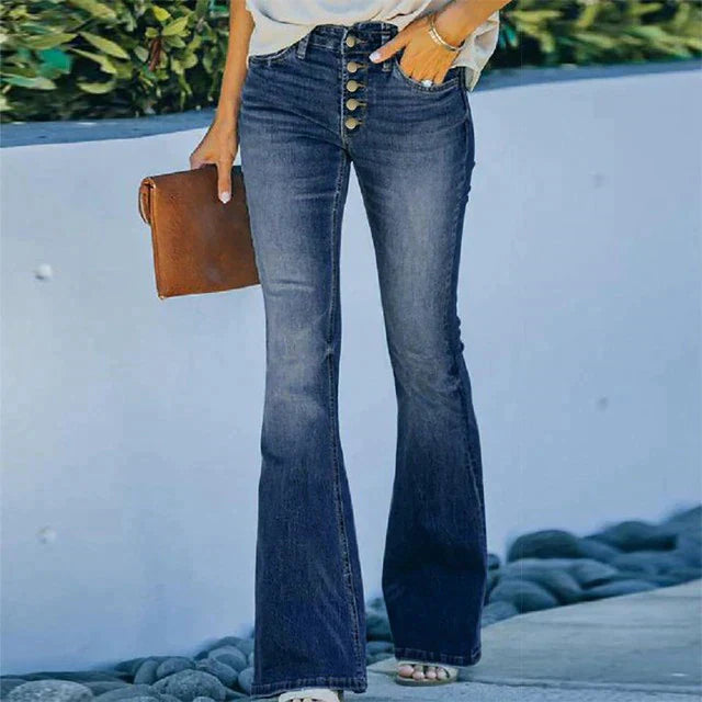 Trendy High-Waisted Denim Jeans - Mila-Blue-S-State of Style