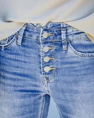 Trendy High-Waisted Denim Jeans - Mila-Blue-S-State of Style