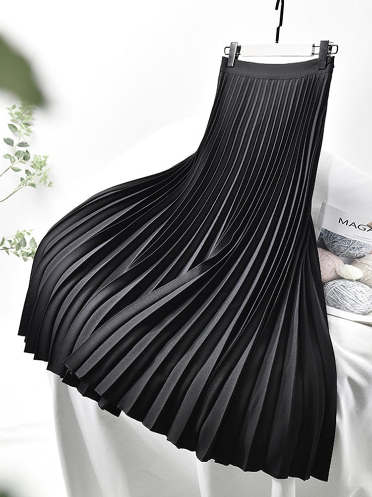Trendy High-Waisted Pleated Skirt - Sofia-Black-S-State of Style
