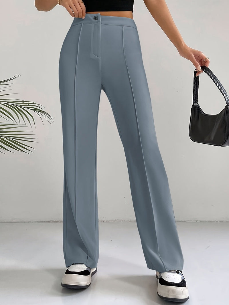 Trendy High-Waisted Pleated Women's Pants - Emilia-Blue-S-State of Style