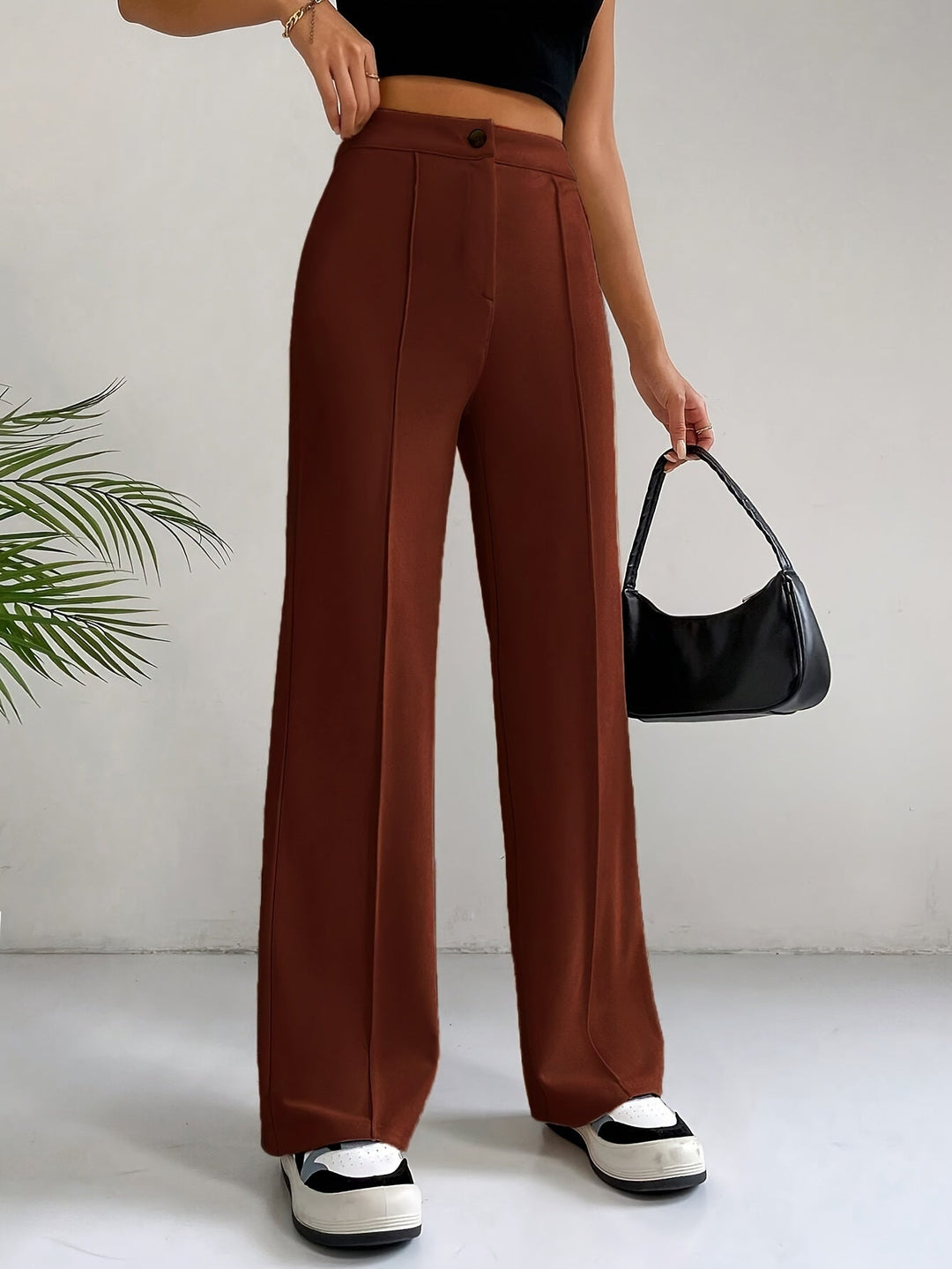 Trendy High-Waisted Pleated Women's Pants - Emilia-Grey-S-State of Style