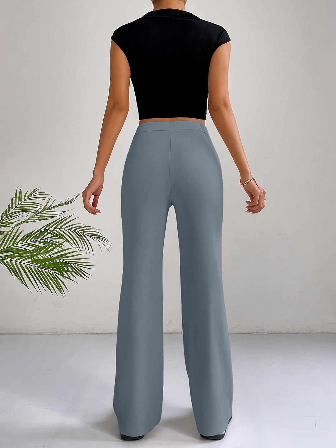 Trendy High-Waisted Pleated Women's Pants - Emilia-Grey-S-State of Style