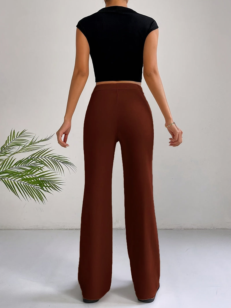 Trendy High-Waisted Pleated Women's Pants - Emilia-Grey-S-State of Style