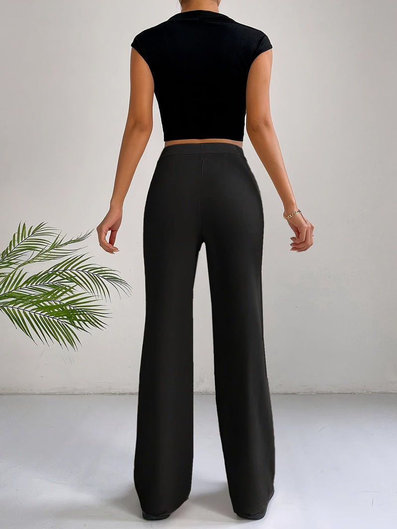 Trendy High-Waisted Pleated Women's Pants - Emilia-Grey-S-State of Style