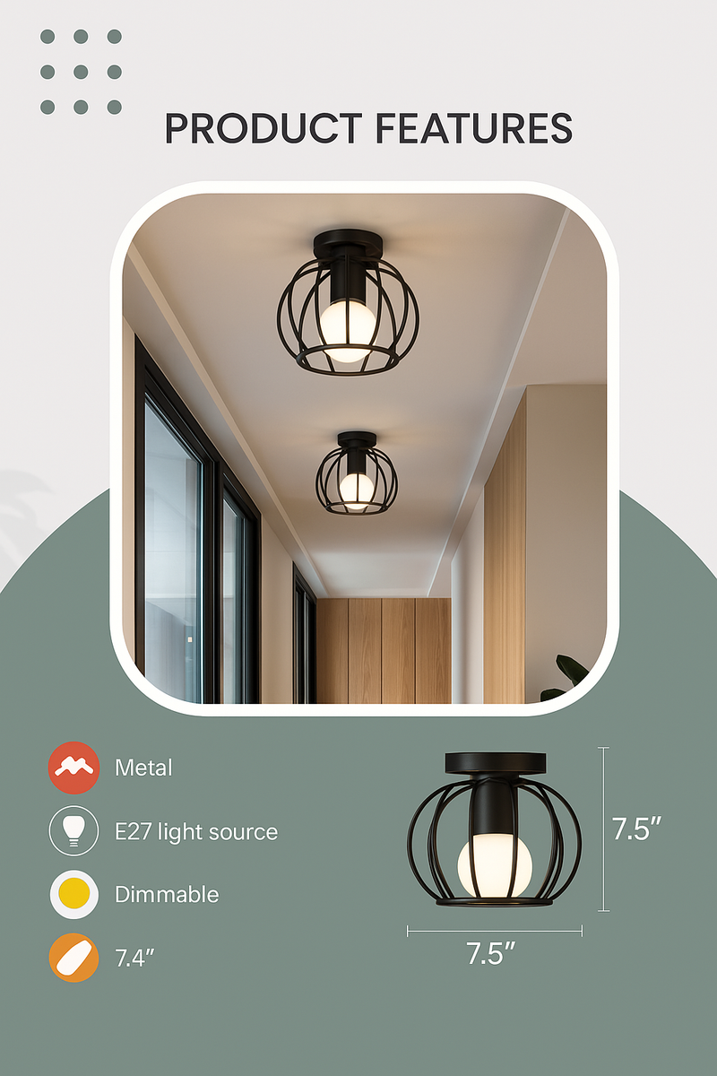 Trendy Industrial Ceiling Light with Open Design - ForgeLight-State of Style