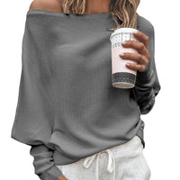 Trendy Knitted Off-Shoulder Women's Sweater - Sophie-Grey-S-State of Style