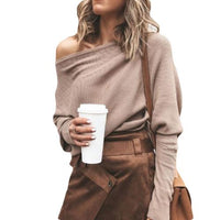 Trendy Knitted Off-Shoulder Women's Sweater - Sophie-Khaki-S-State of Style