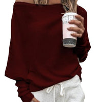 Trendy Knitted Off-Shoulder Women's Sweater - Sophie-Red-S-State of Style