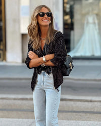 Trendy ladies' sequin blazer for spring & events – Soraya-Black-S-State of Style