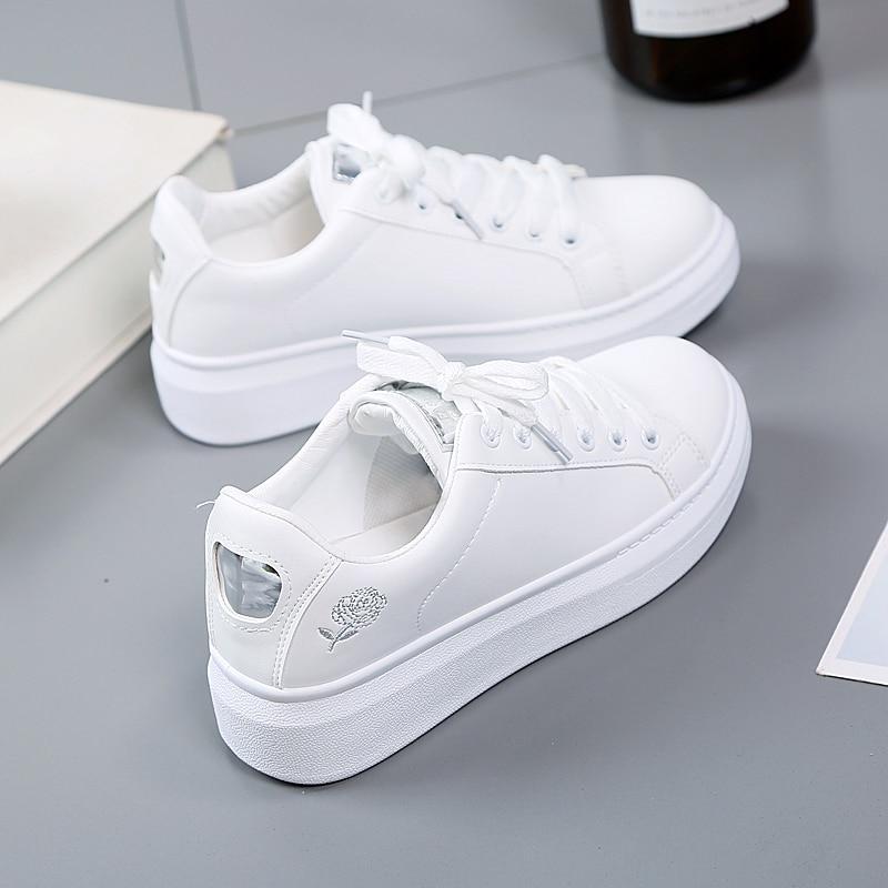 Trendy ladies' sneakers made of synthetic leather with metallic accents – Norell-White - Silver-3-State of Style