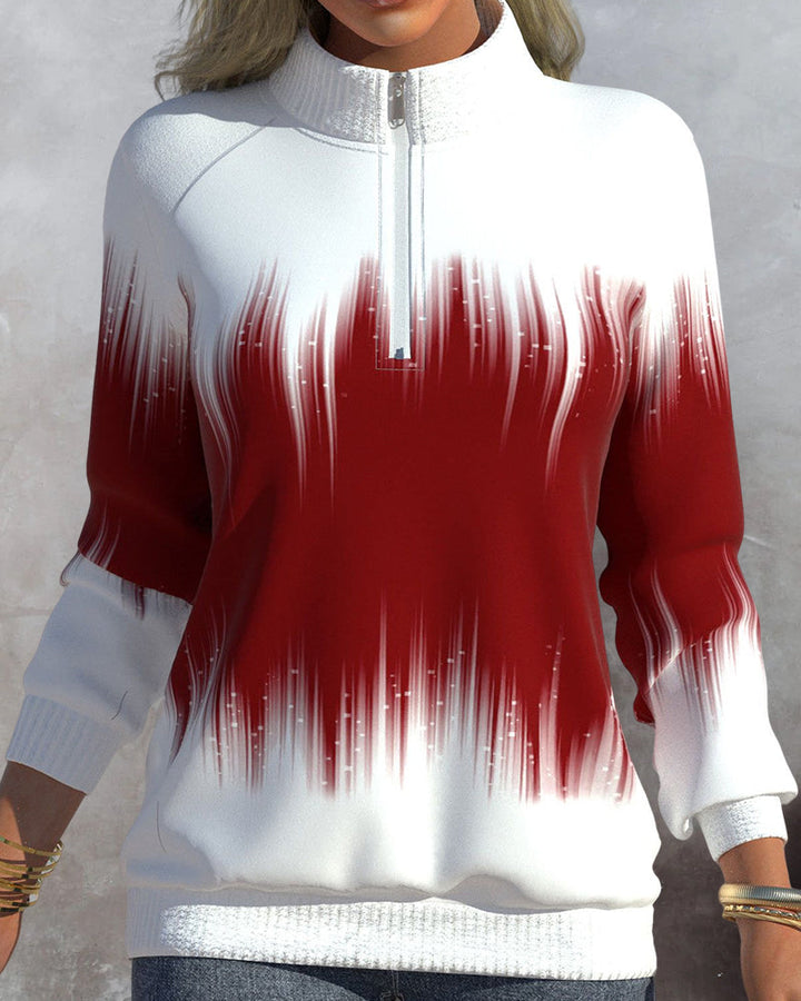 Trendy Ladies’ Zip Neck Jumper - Aurora-Red-S-State of Style