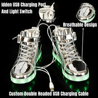 Trendy LED Sneakers with Rechargeable Lights - LumaBoost-Black-4-State of Style