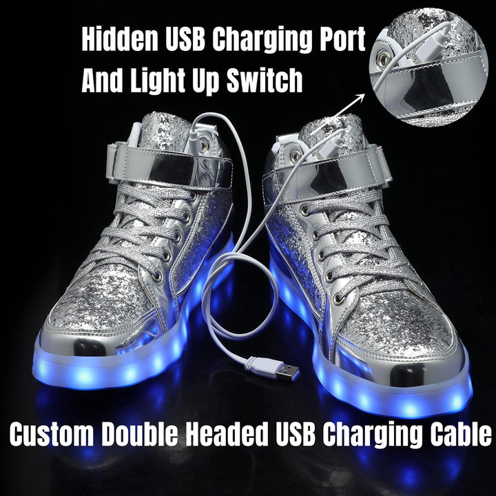 Trendy LED Sneakers with Rechargeable Lights - LumaBoost-Black-4-State of Style