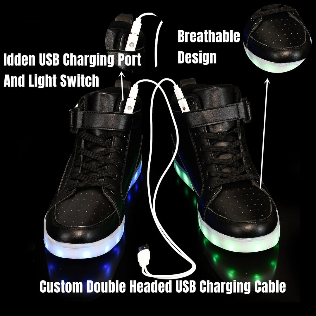 Trendy LED Sneakers with Rechargeable Lights - LumaBoost-Black-4-State of Style
