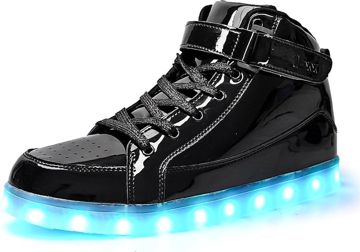 Trendy LED Sneakers with Rechargeable Lights - LumaBoost-Shiny Black-4-State of Style