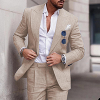Trendy Linen 2-Piece Beach Suit for Men - Caden-Khaki-S-State of Style