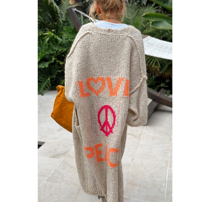 Trendy Long Knitted Cardigan - Sofia-Orange-One Size-State of Style