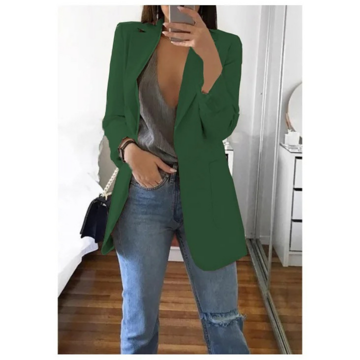Trendy Long Ladies Blazer - Valentina-Dark Green-S-State of Style