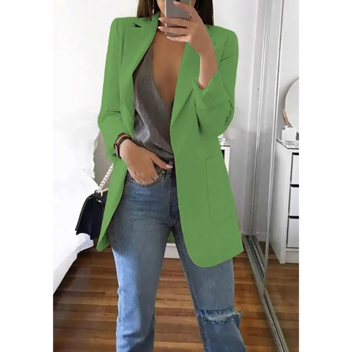 Trendy Long Ladies Blazer - Valentina-Light Green-S-State of Style