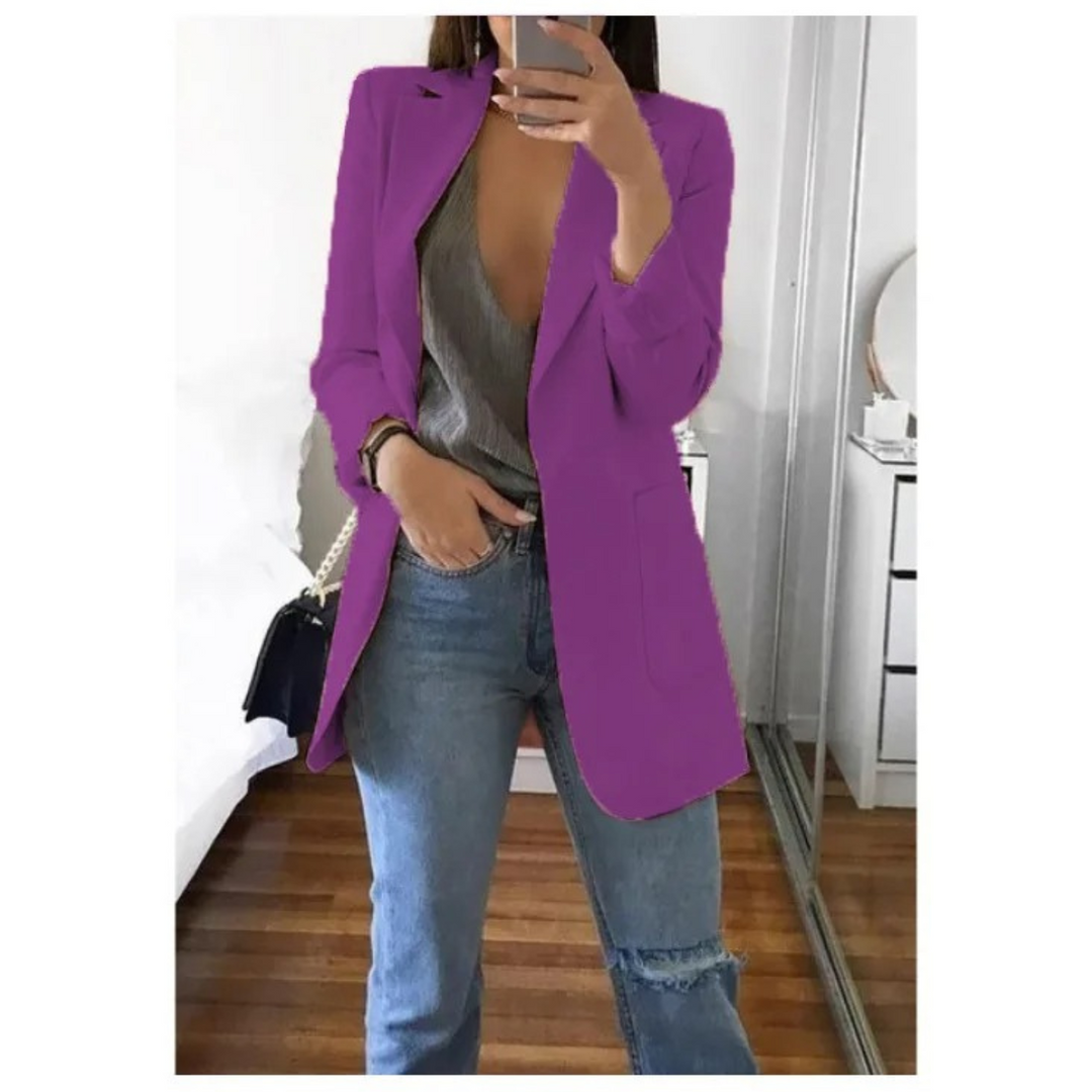 Trendy Long Ladies Blazer - Valentina-Purple-S-State of Style