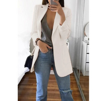Trendy Long Ladies Blazer - Valentina-White-S-State of Style