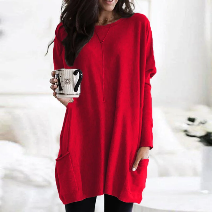 Trendy Long Sleeve Tunic - Celina-Dark Pink-S-State of Style